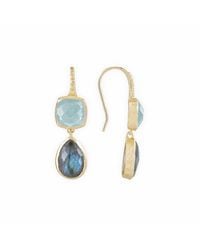Azuni London - Charis Double Gemstone Earrings Aqua Onyx & Labradorite - Lyst