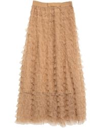 Tantra Spain Sl - Neutrals Long Skirt With Tulle Ruffles And Elastic Waistband - Lyst