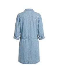 Modenaire - Denim Mini Dress Structured Button Front - Lyst