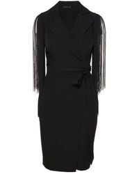 concept A trois - Wrap Blazer Dress With Fringed Sleeves - Lyst