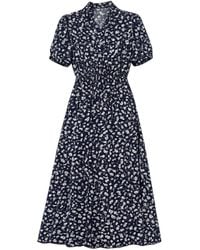 Yumi' - Ditsy Floral Midi Shirt Dress With Ruched Waist - Lyst