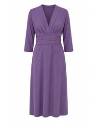 Conquista - Draped Waist Midi Dress - Lyst
