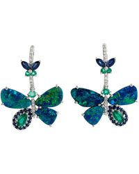 Artisan - Opal, Emerald, Sapphire & Diamond Butterfly Drop Earrings - Lyst