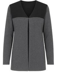 Conquista - Wool Blend Block Colour Cardigan Anthracite - Lyst