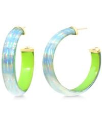 Gold & Honey - Medium Iridescent Lucite Hoops In Green - Lyst