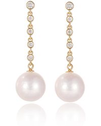 Classicharms - Electra Vermeil Diamond Rivière Pearl Drop Earrings - Lyst