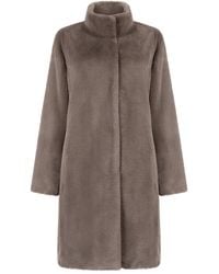 ISSY LONDON - Bette Coat Vegan Faux Soft Pile Fur Taupe - Lyst