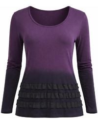 Conquista - Elegant Long-Sleeve Top With Ruffle Detail - Lyst