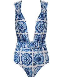 Nur Karaata - Iconic Susi Bleu Blanc Swimsuit - Lyst