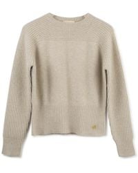 Bel Cashmere - Neutrals Ribbed Sleeves Organic Cashmere Sweater - Lyst