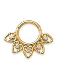 Zahav Jewelry - 10K Solid 16G 8Mm Hearts-Shaped Cz Clicker Hoop - Lyst