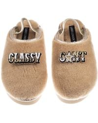 Laines London - Neutrals Flatform Cloud Closed Toe Slippers With Classy Cunt Brooches - Lyst