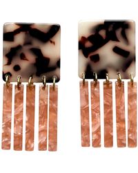 CLOSET REHAB - Neutrals Square Fringe Earrings - Lyst
