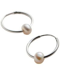 Posh Totty Designs - Sterling Pearl Hoop Earrings - Lyst