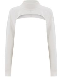 Peraluna - Mock Neck Long Sleeve Knitwear Super Crop Top - Lyst