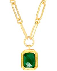 Lila Rasa - Rectangular Crystal Pendant With Paperclip Chain - Lyst