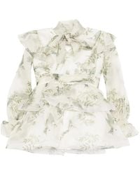 We Are Kindred - Maeve Silk Organza Tie Neck Mini Dress - Lyst