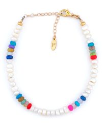 Kris Nations - Button Freshwater Pearls & African Opal Beaded Bracelet - Lyst