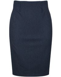 Conquista - Classic Pencil Midi Skirt – Subtle Pinstripe, Elastic Fabric, Back Slit - Lyst