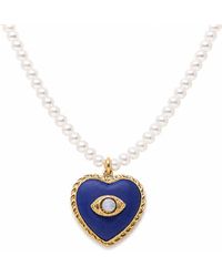 Vintouch Italy - Evil Eye Heart Necklace With Pearls - Lyst