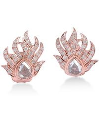 Artisan - Rose 18K Rose Diamond Flame Stud Earrings - Lyst