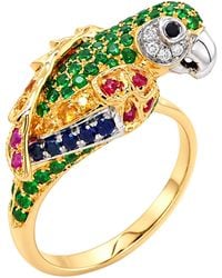 Artisan - 18K & Sapphire, Garnet & Diamond Parrot Statement Ring - Lyst