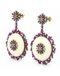 Artisan - 18K & Ruby, Enamel & Diamond Drop Earrings - Lyst