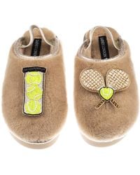 Laines London - Neutrals Flatform Cloud Closed Toe Slippers With Tennis Lover Brooches - Lyst