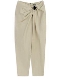 Nocturne - Neutrals Asymmetrical Draped Detail Pants - Lyst