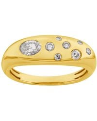 Artisan - 14K Flush Set Oval & Round Diamond Ring - Lyst