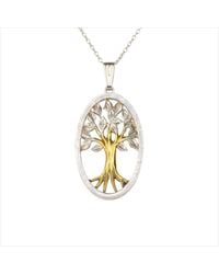 Simon Kemp Jewellers - Domed Tree Of Life Pendant Eighteen Carat On Solid Sterling - Lyst