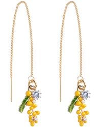 My Little Nature - Plated Threader Earrings With Color Flower Charm - Lyst