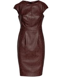 Conquista - Chocolate Faux Leather Dress - Lyst