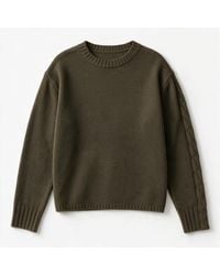 Brodie Cashmere - Cable Sleeve Crew - Lyst