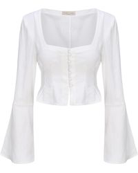 NUAJE NUAJE - Lea Square Neck Flared Sleeve Top - Lyst
