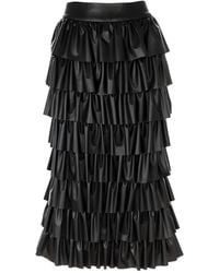 Silvia Serban - Eco Leather Skirt With Ruffles & Adjustable Length - Lyst