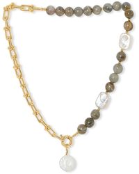 Pearls of the Orient Online - Clara Chunky Chain & Labradorite Necklace With Cultured Freshwater Pearl Drop - Lyst