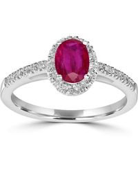 Artisan - Ruby Gemstone Pave Diamond Oval Design Ring - Lyst