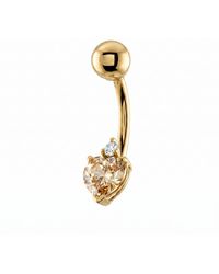 Zahav Jewelry - 10K Solid Heart Shaped Champagne Cz Belly Ring - Lyst
