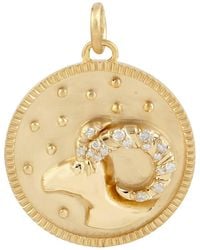 Artisan - Natural Diamond Solid With 14k Yellow Gold Zodiac Sign Charm Pendant - Lyst