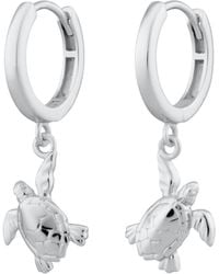 Lily Charmed - Sterling Turtle Charm Hoop Earrings - Lyst