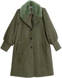 Louche - Mischa Burray Fur Collar Statement Sleeve Check Coat - Lyst