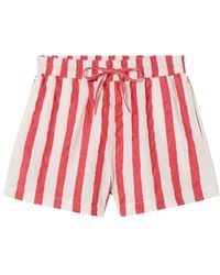 Thinking Mu - Striped Seersucker Geranio Shorts - Lyst
