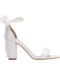 Forever & Always Shoes - Dina Ivory Bridal Leather Sandals With Pearls - Lyst