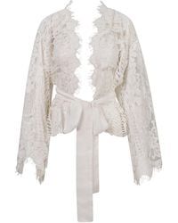Belle -et-BonBon - Shalom Super Soft Eyelash Lace Cotton Bridal Kimono - Lyst