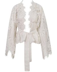 Belle -et-BonBon - Shalom Super Soft Eyelash Lace Cotton Bridal Kimono - Lyst