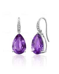 Kai Fine Jewelry - Sterling Natural Pear Amethyst & Diamond Drop Earrings - Lyst