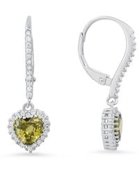 Kylie Harper - August Peridot Birthstone Heart-Cut Halo Leverback Earrings - Lyst