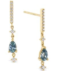 Talismania Jewelry - Falling Star Montana Sapphire & Diamond Drop Earrings - Lyst