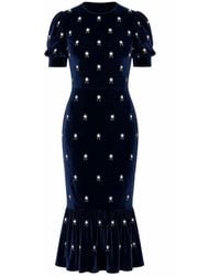 Rose & Nancy - Stevie Velvet Hand Embellished Midi Dress - Lyst